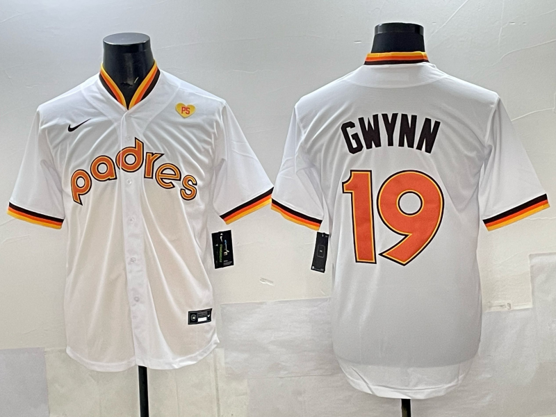 Men 2025 San Diego Padres #19 Gwynn white Nike MLB Jersey 002